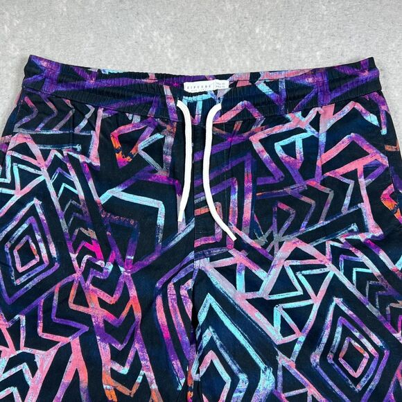 Zipcode Est 1992 Shorts Mens Size XL Black & Purple Geometric Print Cotton Chino - Picture 2 of 10